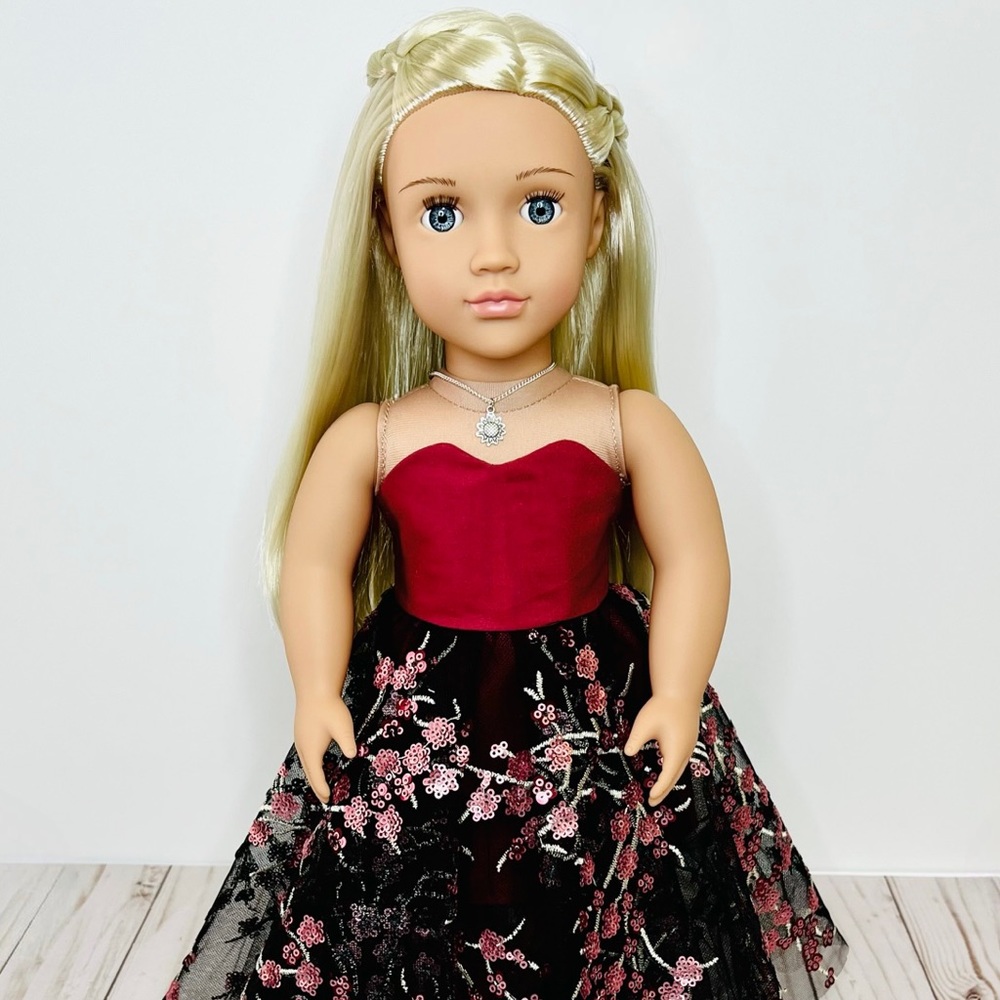 Couture evening gown for 18 inch dolls like American Girl, Our Generation